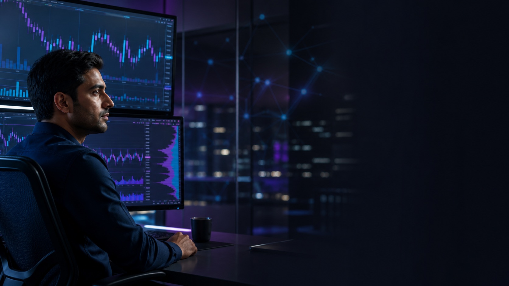 A market professional reviewing Crypto CFD charts