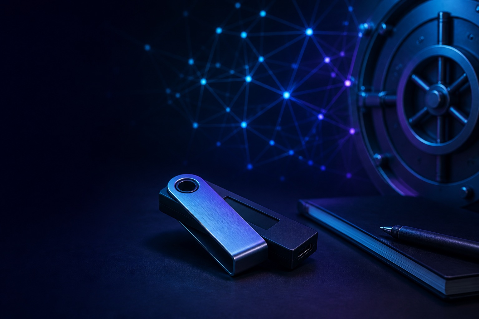 Hardware wallet, network and digital-asset custody concept